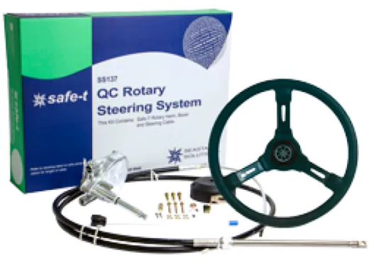 Seastar Safe-T Qc Steuersystem Mit Kabel 27' (8.23m) + Riviera Steuerrad Schwarz