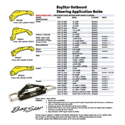 Baystar hydraulische Steuerzylinder für Aussenborder bis 150PS