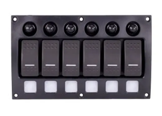 Sierra Schalttafel 12-24v, Ip66, 6 Positionen, Led-Indikatoren & Automatische Sicherungen