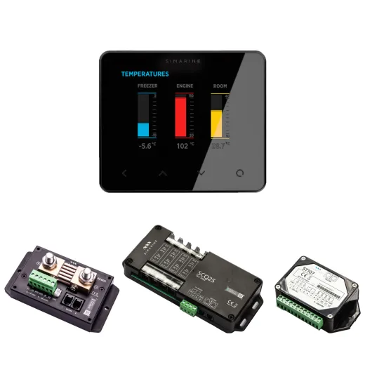 Simarine PICO Blue Set Rev2 - Batteriemonitor, Tankelektrode und 2 x Shunt Schwarz-ohne Einbaurahmen