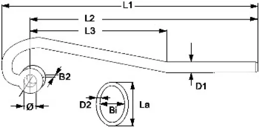 Sliphaken 1.4401 12x54mm