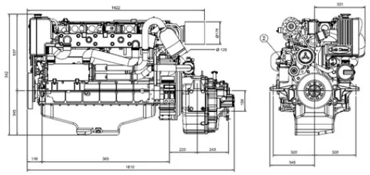 Solé Schiffsdiesel Sdz 205 Turbo Mit Technodrive Wendegetriebe Tm170, R=2.04:1