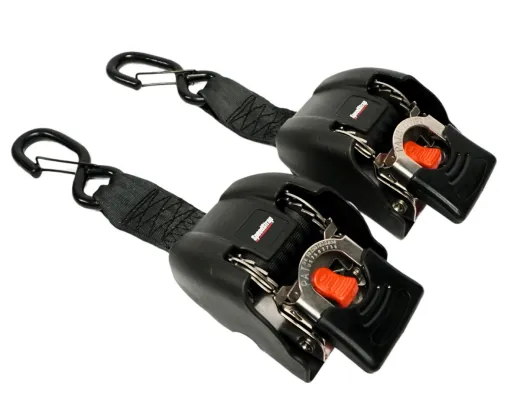 Speedstrap Edelstahl-Spanngurte, automatisch aufrollbar, mit Snap S-Haken (2er-Pack)