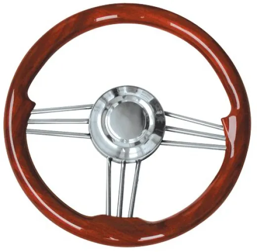 Allpa 3-Speichen Steuerrad Modell 15 Niro Mit Mahagoni-Holzgriff, Ø350mm, Tiefe 40mm