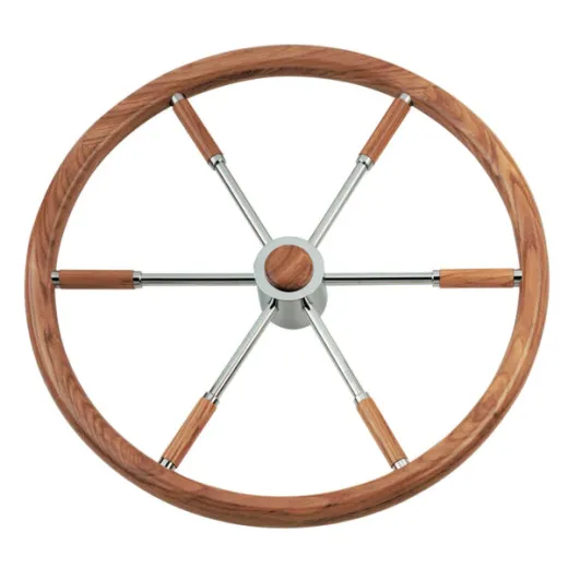 Steurerrad (50 cm, Edelstahl, Edelstahl, 6-Speichen/Teak)
