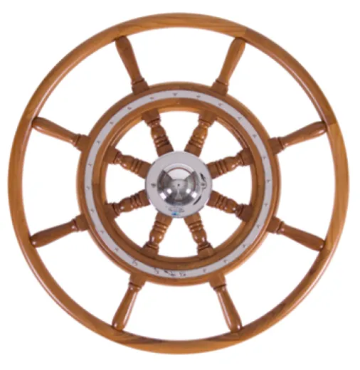 Steurerrad (80 cm, Teak, chrom, chrom/Teak)
