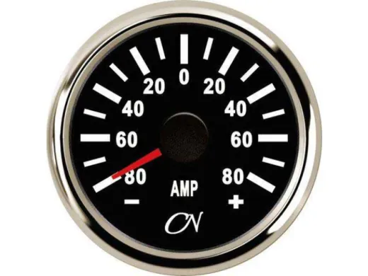 Stromanzeiger analog (schwarz, chrom, 8 - 32V, 9 - 32V, -80 - +80A, 57 mm, 52 mm, 45 mm)