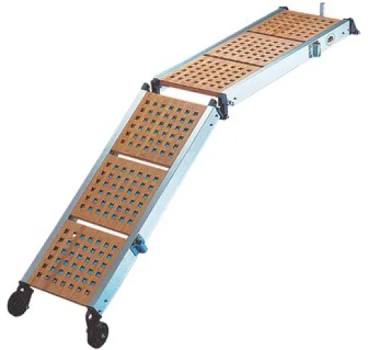 Allpa Aluminium Gangway Mit Rädern & Hölzerner Lauffläche, 2-Teilig, 260x36cm