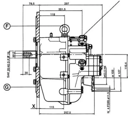 Technodrive Hydraulisches Wendegetriebe Tm93, R=2,09:1