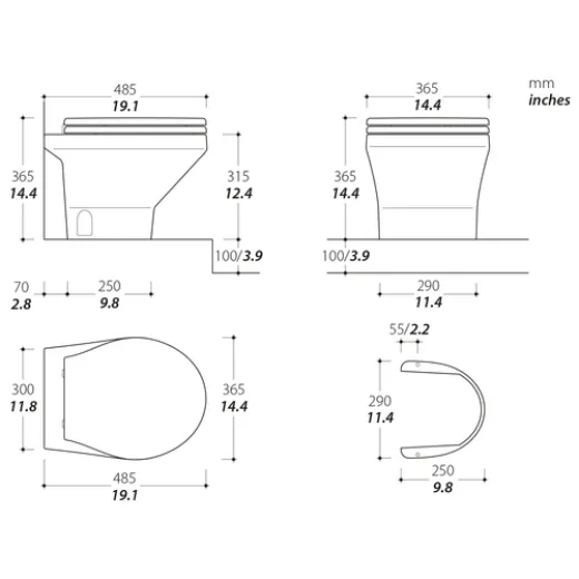 Tecma Compass Toilette 12V Short weiss ECO