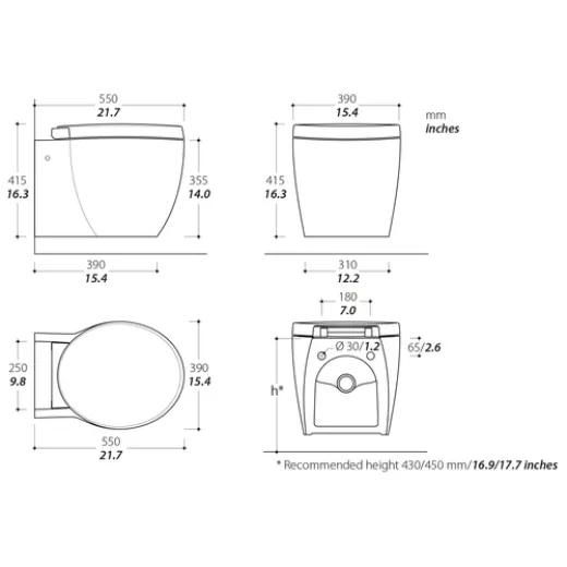 Tecma Evolution 2G Toilette 230V Standard weiss