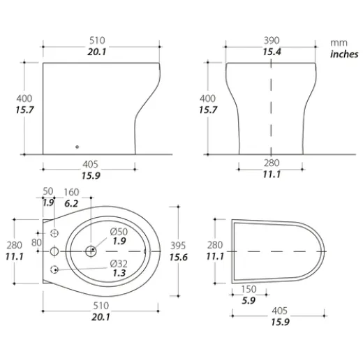 Tecma Silence Plus 2G Bidet - ohne Mischamatur