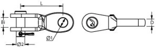 Toggle mit Auge 14.5mmØ/Bolzen 14mmØ AISI316