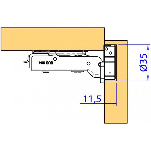 Topfband AISI304 mit Dämpfung und Gegenplatte