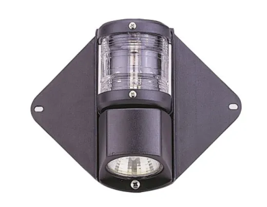 Topp-/Decklicht Kombination, Mastmontage, 12v/10w 225°, Schwarzes Gehäuse, Klare Linse