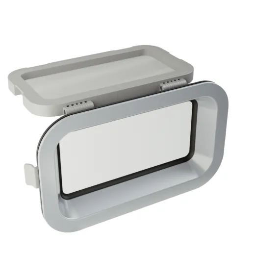 TOPwindows R55 Bullauge (R55, 375 x 215, Klappbare, Alu-Optik, Doppelglas)