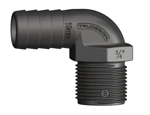 TRUDESIGN Schlauchtülle Kompakt Außeng. 90° 3/4 f. Schlauch 19mm (3/4)