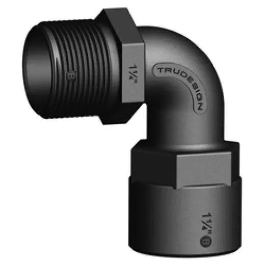 Trudesign Verbinder mit Innen- und Außengewinde 90° (1" IG x 1 1/4" AG, schwarz)