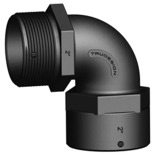 Trudesign Verbinder mit Innen- und Außengewinde 90° (2" IG x 2" AG, schwarz)