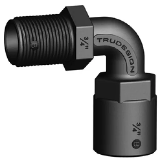 Trudesign Verbinder mit Innen- und Außengewinde 90° (3/4" IG x 3/4" AG, schwarz)