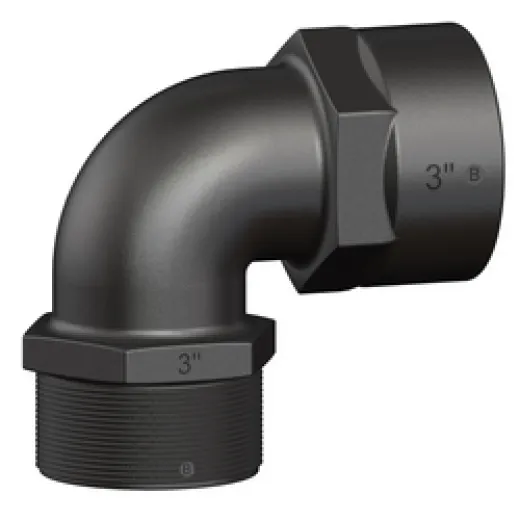Trudesign Verbinder mit Innen- und Außengewinde 90° (3" IG x 3" AG, schwarz)