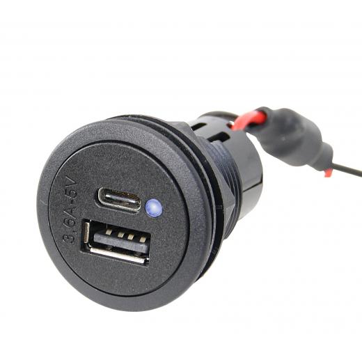 USB-C/A Doppelsteckdose mit LED-lose-