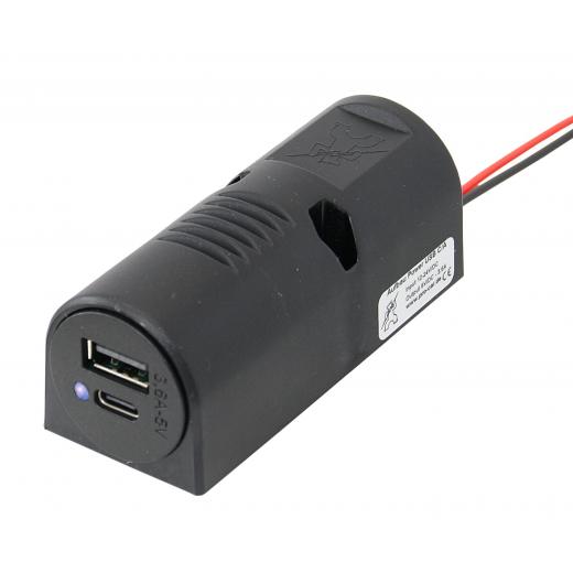 USB Doppel-Aufbausteckdose C/A 12-24V mit LED-lose-