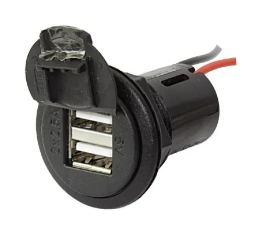PRO CAR USB-A Einbau-Doppelsteckdose mit Kappe, rechteckig 12/24V 2x2,5A SB