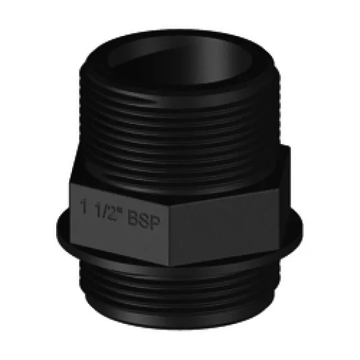 Verbinder mit Gewindeende (1 1/2" x 1 1/2", schwarz)