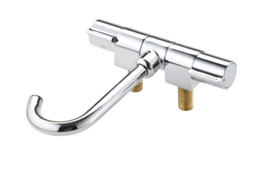 Verchromter 2-Knöpfe-Mischhahn, Drehbar, Auslauf Ø14mm, Anschluss 3/8", A=60mm, B=140mm, C=180mm, D=155mm, E=60mm