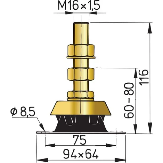 Vetus flexibles Motorlager TypK25