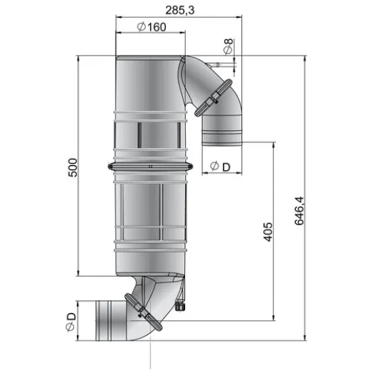 Vetus Kunststoff Schwanenhals Schalldämpfer 60mm