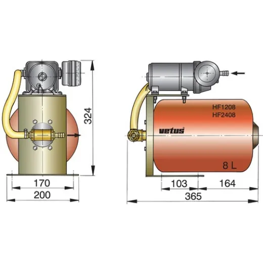 Vetus Wasserdrucksystem 24V8l