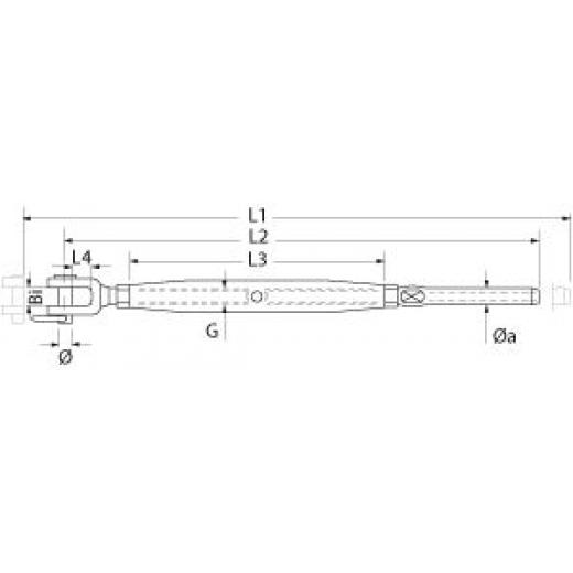 Wantenspanner M10 Gabel/Terminal 6mm Draht