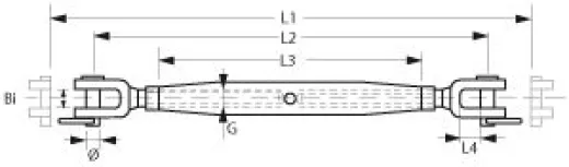 Wantenspanner M24 Gabel/Gabel Bolz. 25.4mm AISI316