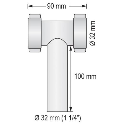 Waschbecken-Auslass für 25mm extrem flach