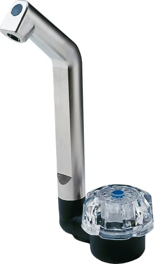 Wasserhahn De Luxe, großer Knopf (Chrom/schwarz, 85 g, 4A, 3 bar, Schlauchdurchführung, 40 mm, 70 mm, 20 mm)