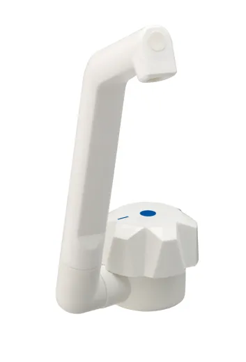 Wasserhahn De Luxe, kleiner Knauf (weiß, 85 g, 4A, 3 bar, Schlauchdurchführung, 40 mm, 70 mm, 16 mm)