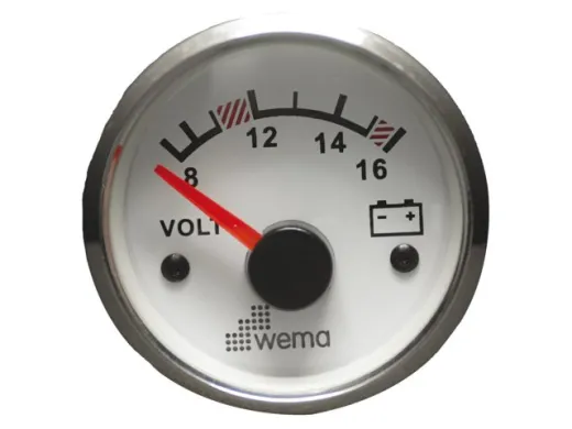 Wema Silber-Serie Anzeige Voltmeter 12V weiß