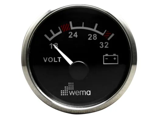 Wema Silber-Serie Anzeige Voltmeter 24V schwarz