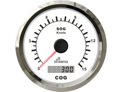 Wema Silber-Serie GPS-Speedometer 0-15 knots weiß