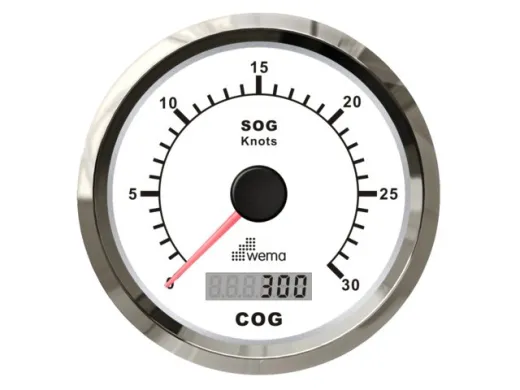 Wema Silber-Serie GPS-Speedometer 0-30 knots weiß