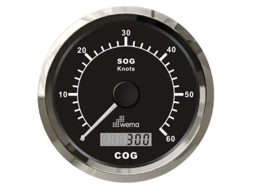 Wema Silber-Serie GPS-Speedometer 0-60 knots schwarz