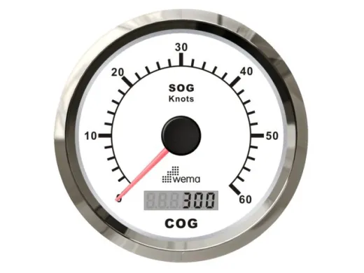 Wema Silber-Serie GPS-Speedometer 0-60 knots weiß