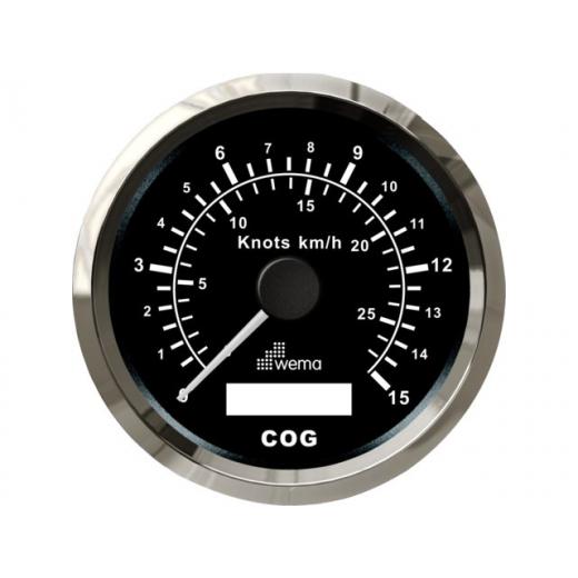 Wema Silber-Serie GPS-Speedometer Analog schwarz 15kn/27km