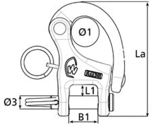 WICHARD Schnappschäkel 70mm mit 8mm Bolzen