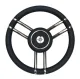 3-Doppelspeichen-Lenkrad Typ 28, Schwarz, Mit Polyurethan-Kranz, Ø=350mm