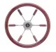 6-Speichen Steuerrad Leader Prestige Niro Mit Mahagoni Griff Und Teilweise Speichen, Ø360mm, Tiefe 100mm