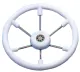 6-Speichen Steuerrad Leader Tanegum Niro Mit Weißem Polyurethan-Griff, Ø410mm, Tiefe 100mm