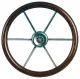 6-Speichen Steuerrad Leader Wood Niro Mit Mahagoni Griff, Ø550mm, Tiefe 100mm
